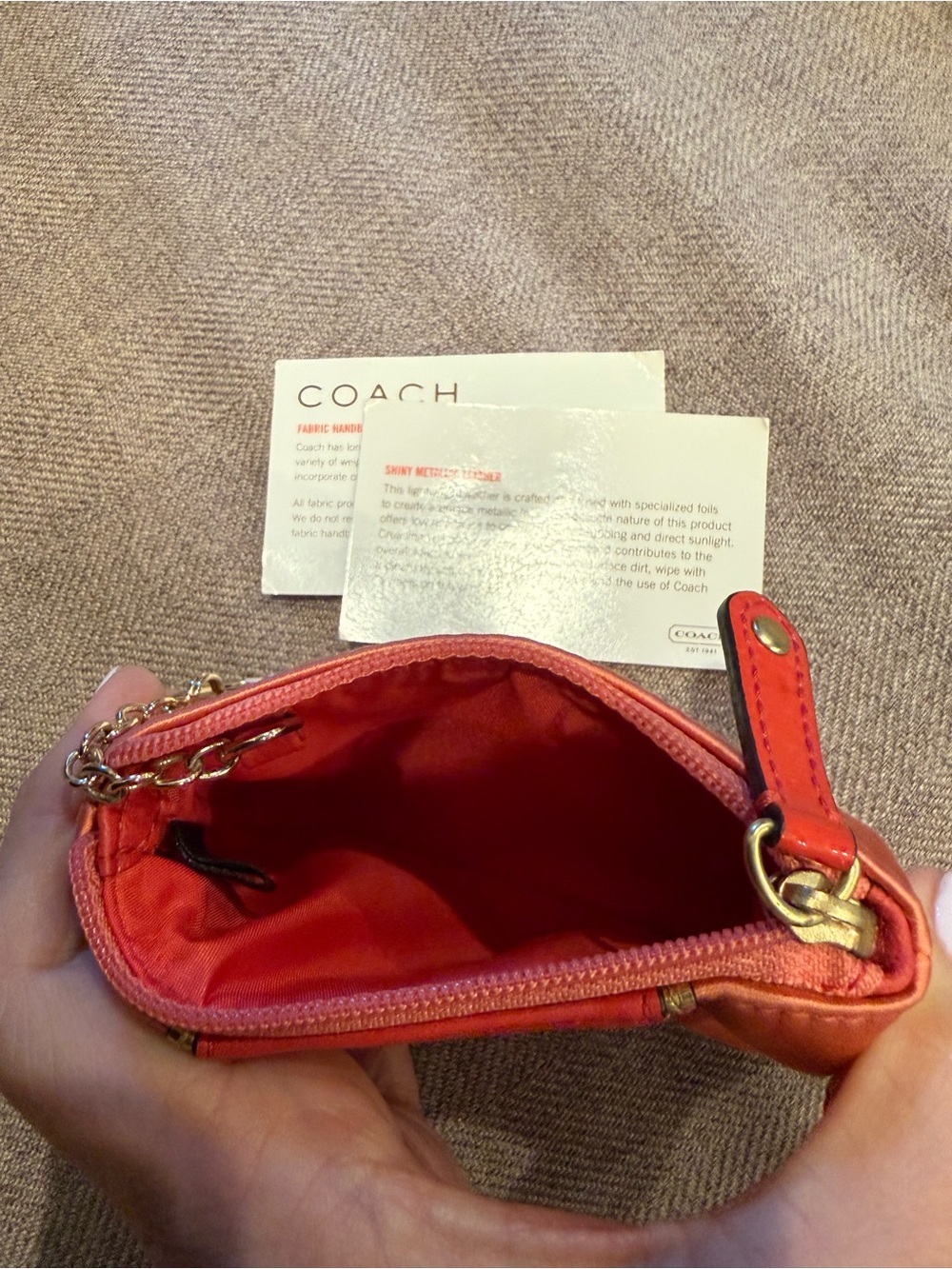 NWT Coach Coral Sateen Coin, with key chain Style #42030 - Picture 2 of 2